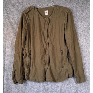 GAP Utility Cargo Jacket  Army Green Linen‎ Blend Military Womans XL Field